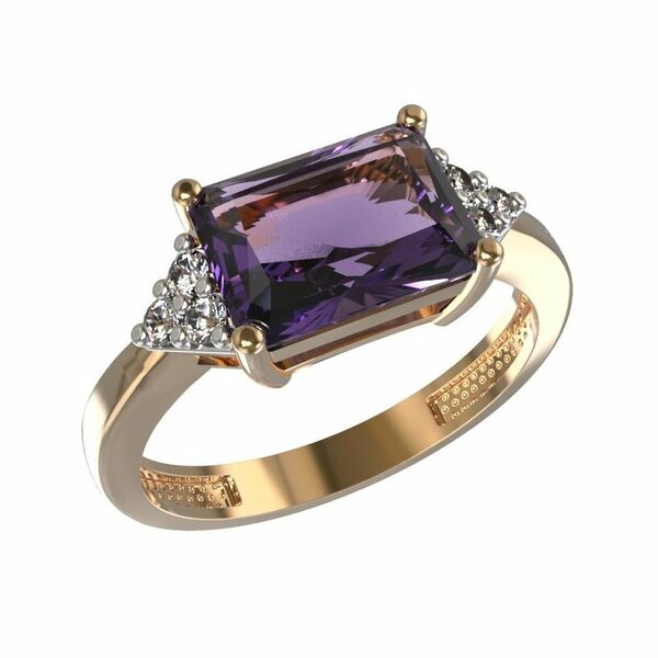 Золотое кольцо с&nbsp;аметистом и&nbsp;фианитом