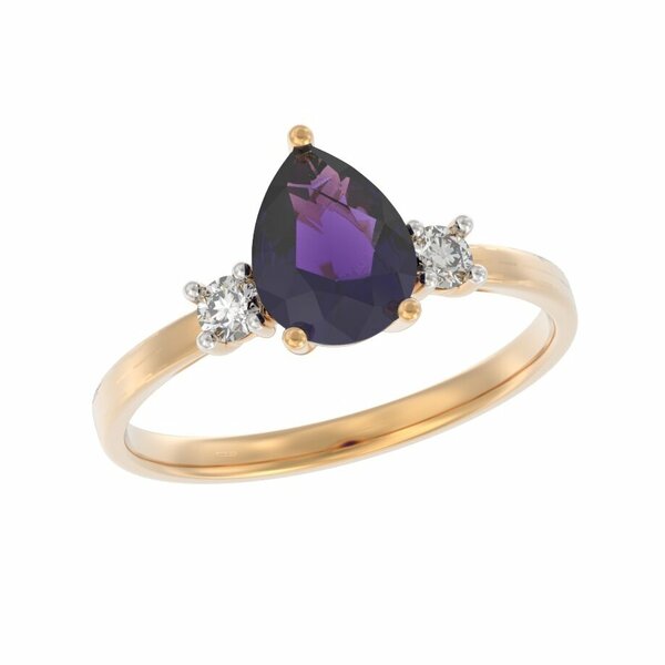 Золотое кольцо с&nbsp;аметистом и&nbsp;фианитом