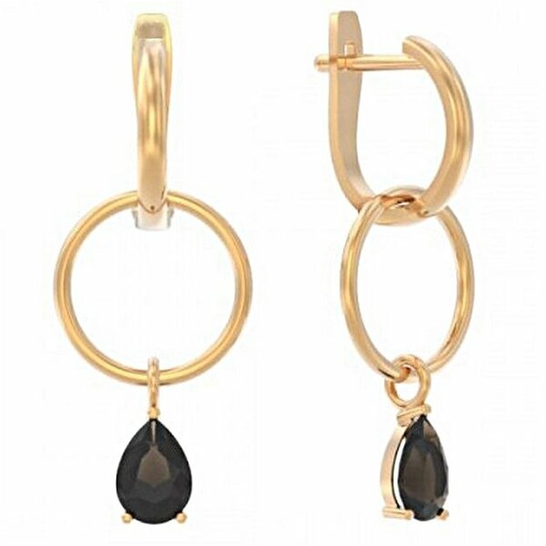 Золотые серьги с&nbsp;раух-топазом