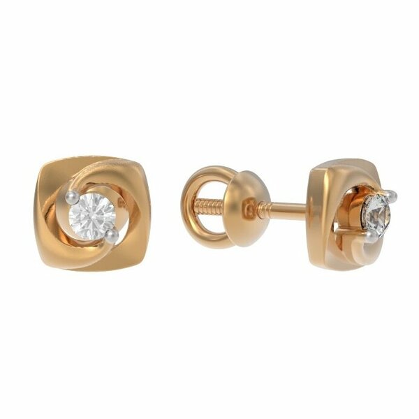 Золотые серьги-пусеты с&nbsp;бриллиантом