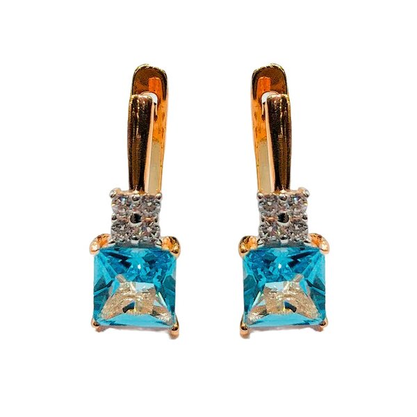 Золотые серьги с&nbsp;топазом и&nbsp;фианитом