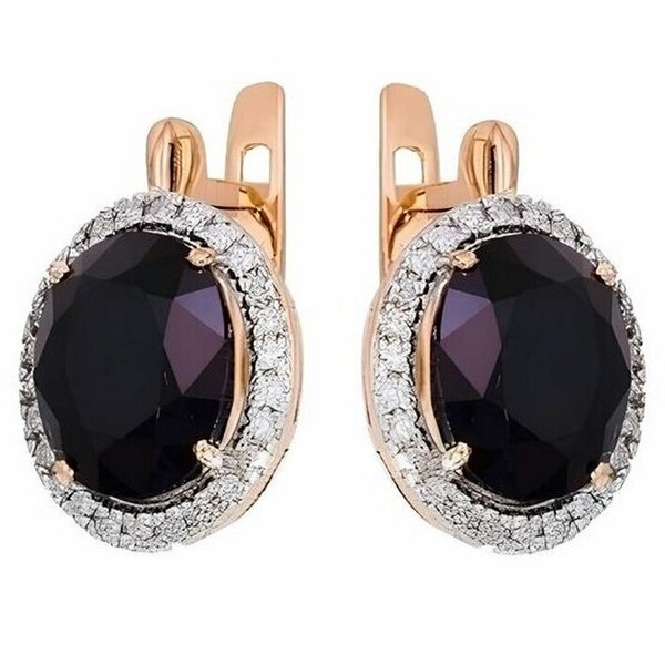 Золотые серьги с&nbsp;аметистом и&nbsp;фианитом