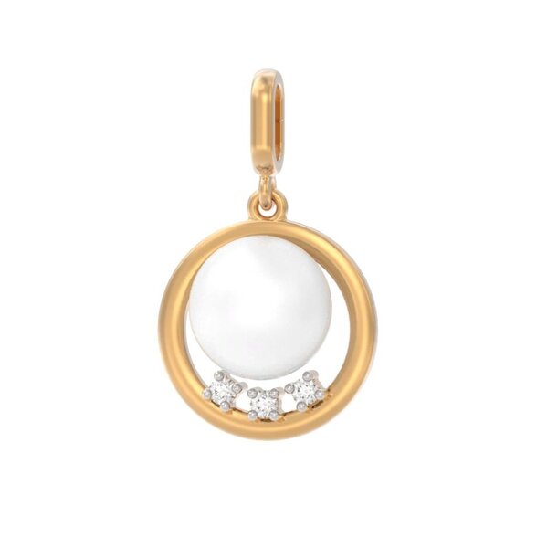 Золотой подвес с&nbsp;жемчугом культивированным и&nbsp;фианитом