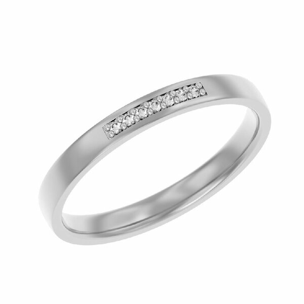 Серебряное обручальное кольцо с&nbsp;бриллиантом