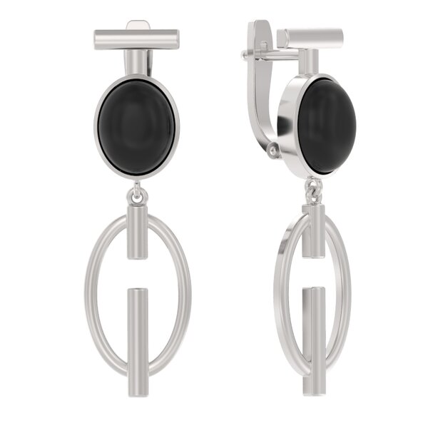 Серебряные серьги с&nbsp;агатом