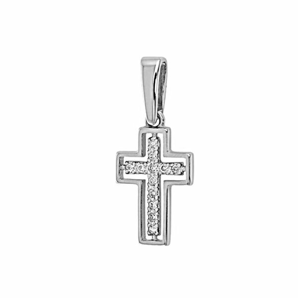 Серебряный крест с&nbsp;бриллиантом