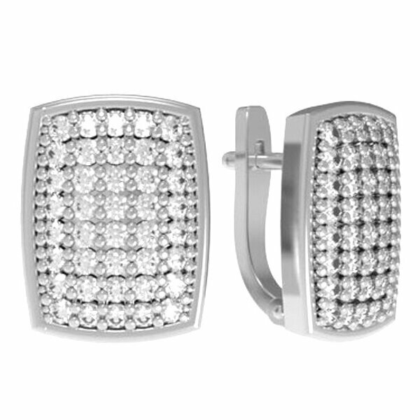 Серебряные серьги с&nbsp;фианитом