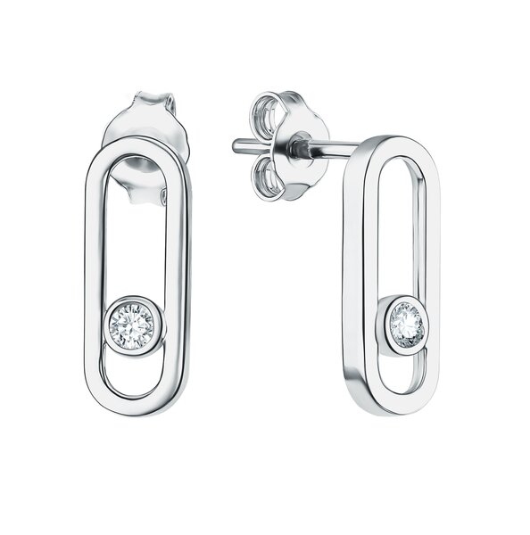 Серебряные серьги-пусеты с фианитом