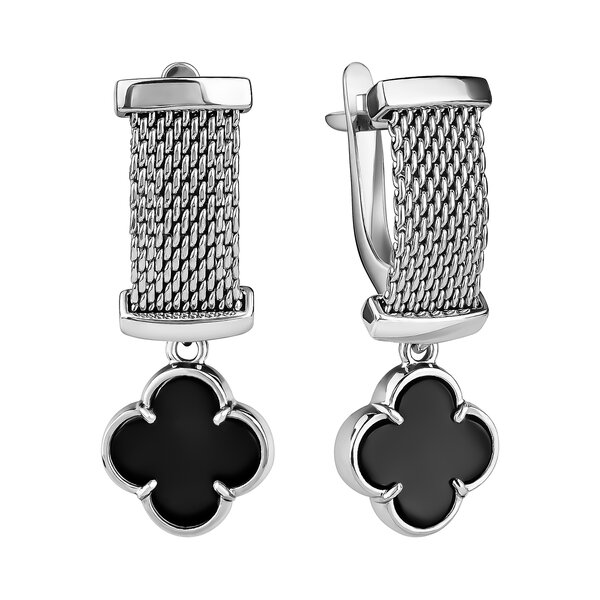 Серебряные серьги с ониксом