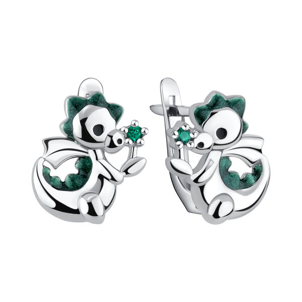 Серебряные серьги детские с&nbsp;эмалью
