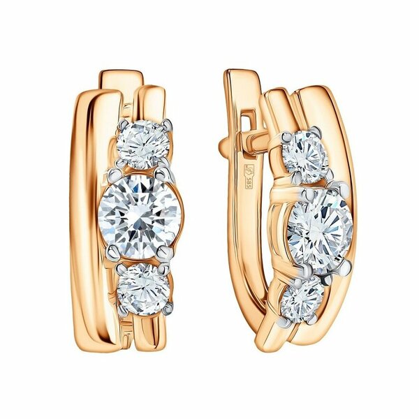 Золотые серьги с&nbsp;фианитом