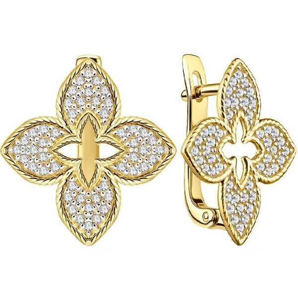 Золотые серьги с&nbsp;фианитом