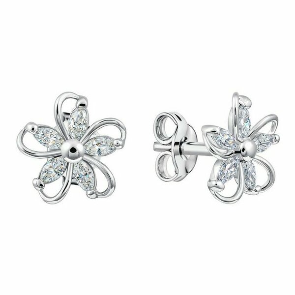 Серебряные серьги-пусеты с&nbsp;фианитом