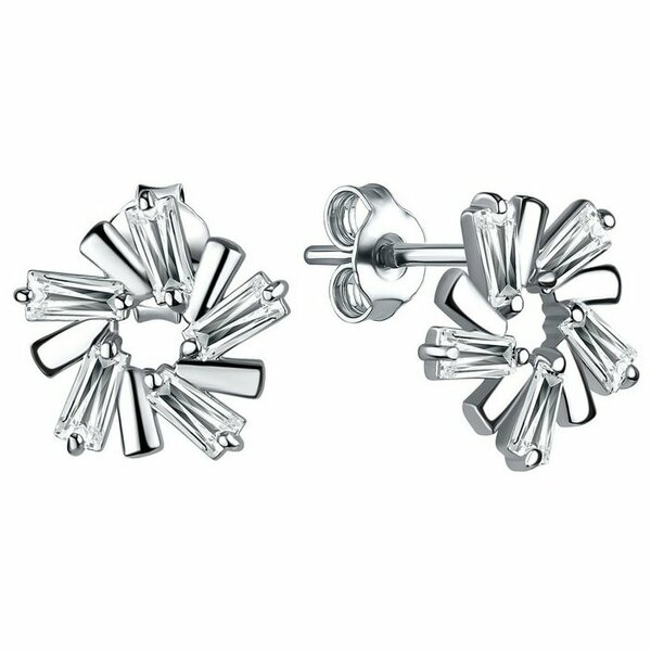 Серебряные серьги-пусеты с&nbsp;фианитом