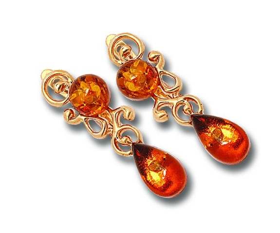 Золотые серьги с&nbsp;янтарём