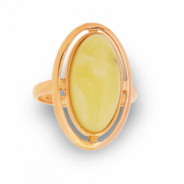 Серебряное кольцо с&nbsp;янтарём и&nbsp;позолотой