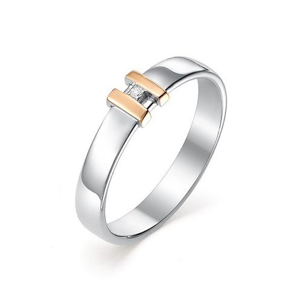 Серебряное обручальное кольцо с бриллиантом