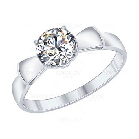 Серебряное кольцо помолвочное с фианитом