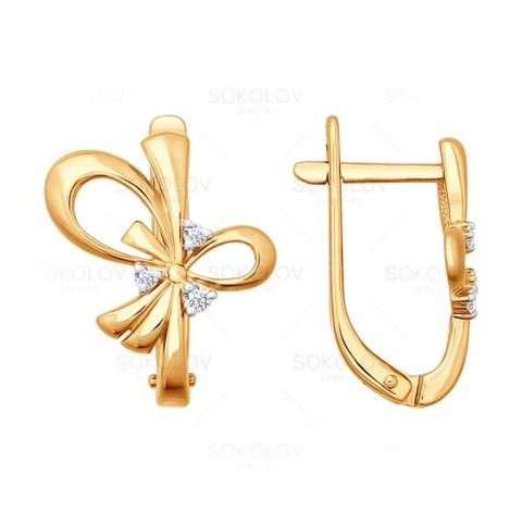 Золотые серьги с&nbsp;бриллиантом