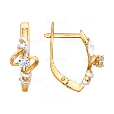 Золотые серьги с&nbsp;бриллиантом