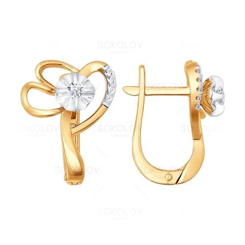 Золотые серьги с&nbsp;бриллиантом
