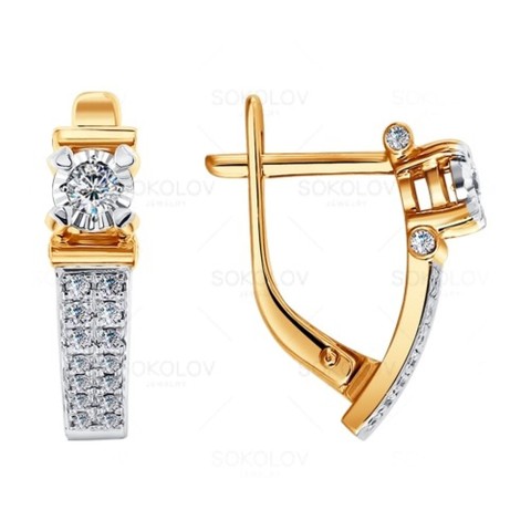 Золотые серьги с&nbsp;бриллиантом