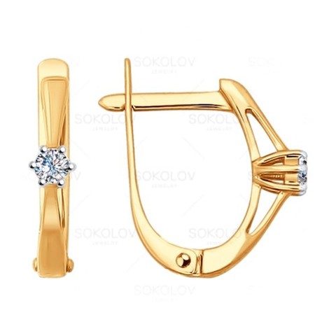 Золотые серьги с&nbsp;бриллиантом