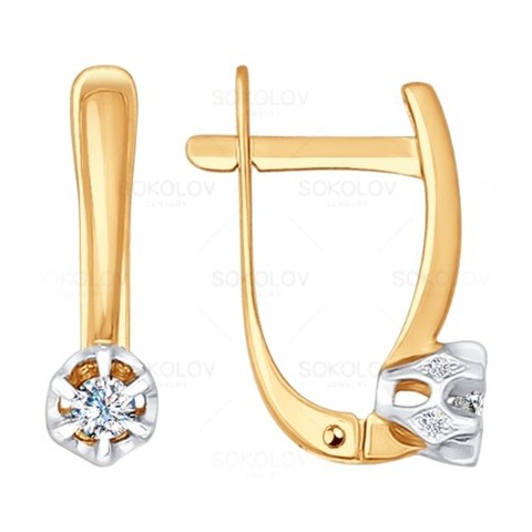 Золотые серьги с&nbsp;бриллиантом