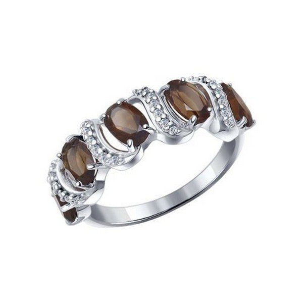 Серебряное кольцо с раух-топазом