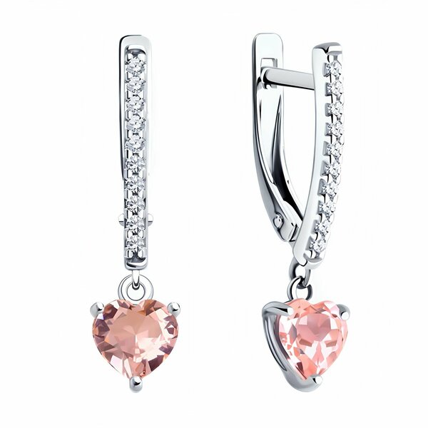 Серебряные серьги с&nbsp;ситаллом и&nbsp;фианитом