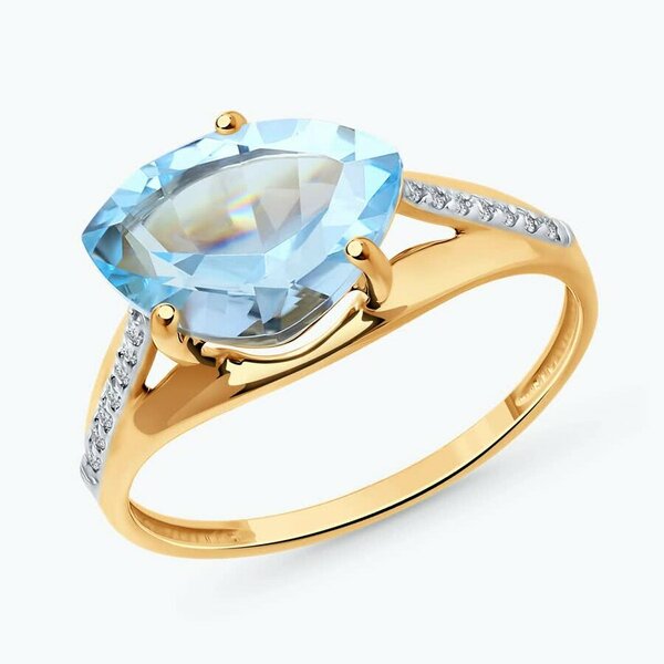 Золотое кольцо с&nbsp;фианитом и&nbsp;топазом