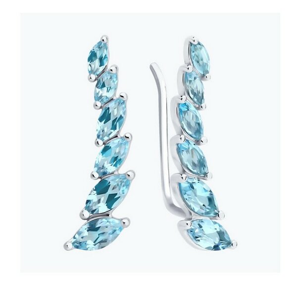 Серебряные серьги-кафф с&nbsp;топазом