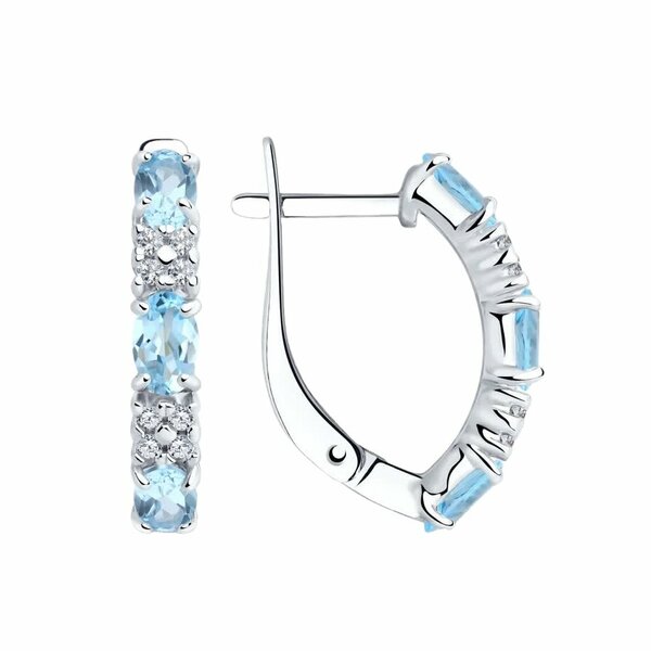 Серебряные серьги с&nbsp;фианитом и&nbsp;топазом