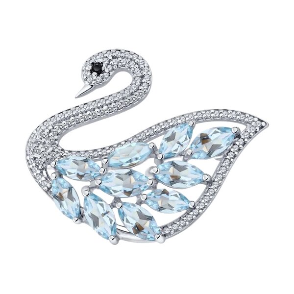 Серебряная брошь с&nbsp;фианитом и&nbsp;топазом