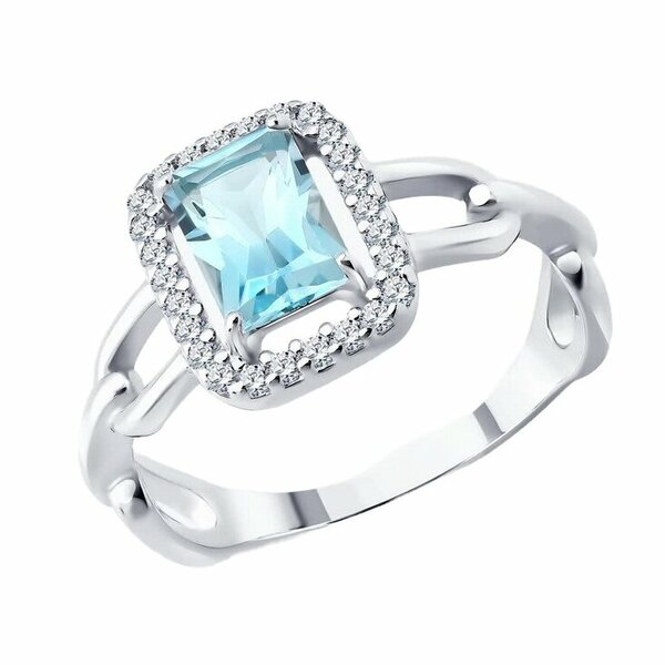 Серебряное кольцо с&nbsp;фианитом и&nbsp;топазом