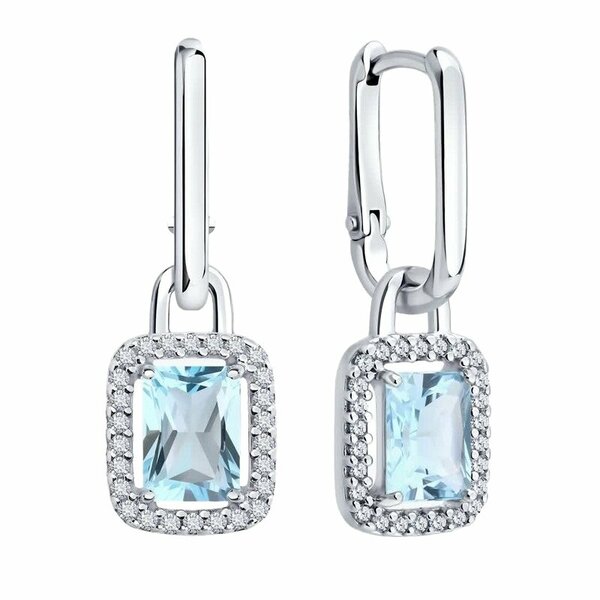 Серебряные серьги с&nbsp;фианитом и&nbsp;топазом