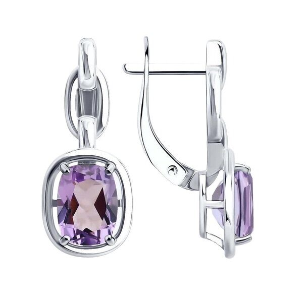Серебряные серьги с&nbsp;аметистом