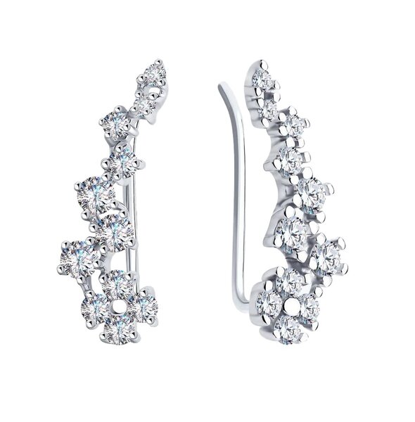 Серебряные серьги-кафф с&nbsp;фианитом