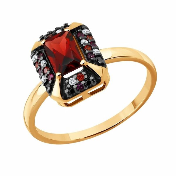 Серебряное кольцо с&nbsp;фианитом и&nbsp;гранатом
