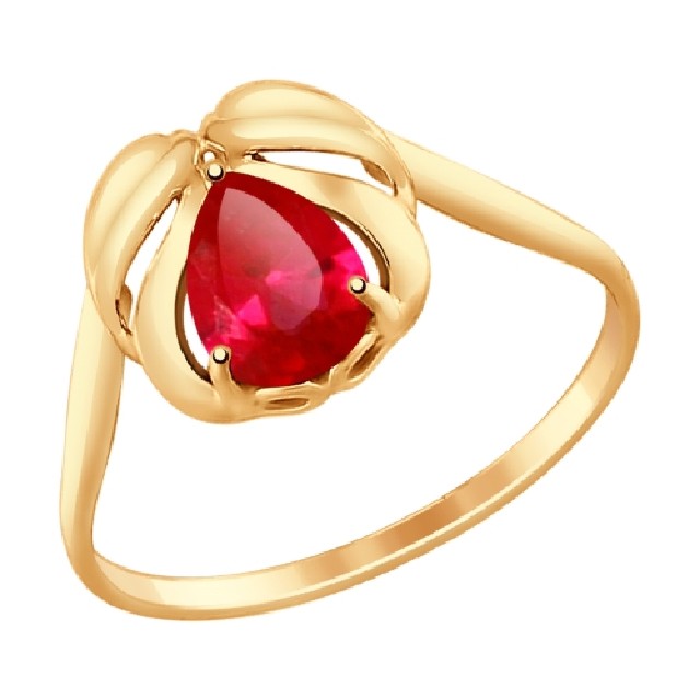Золотое кольцо с корундом рубиновым