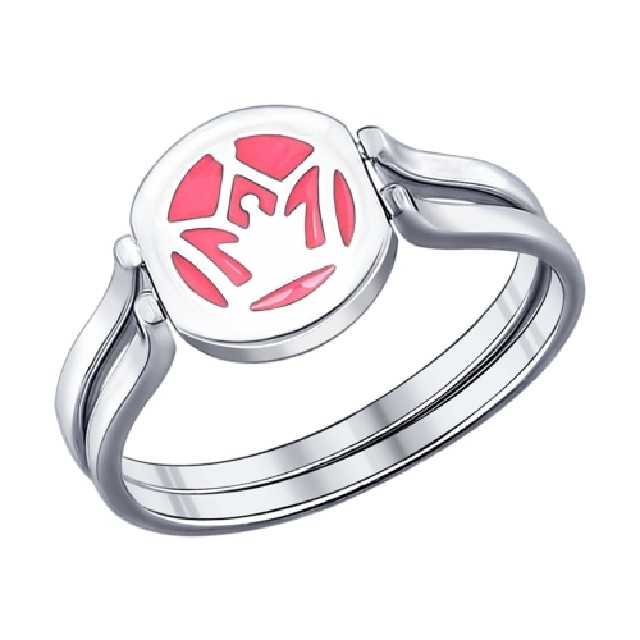 Серебряное кольцо с эмалью и фианитом