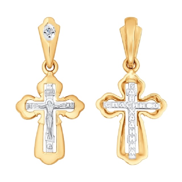 Золотой крест с&nbsp;бриллиантом