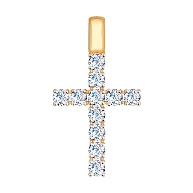 Золотой крест с кристаллом сваровски