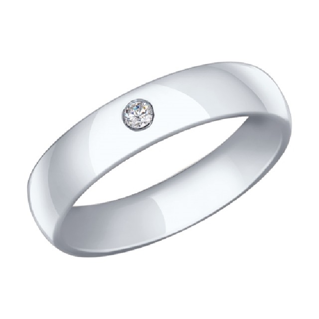 Серебряное обручальное кольцо с фианитом