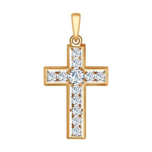 Золотой крест с фианитом