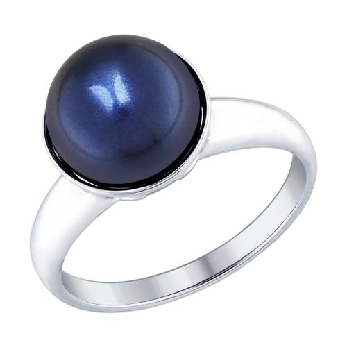 Серебряное кольцо с жемчугом искусственным