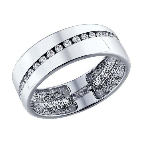 Серебряное обручальное кольцо с фианитом