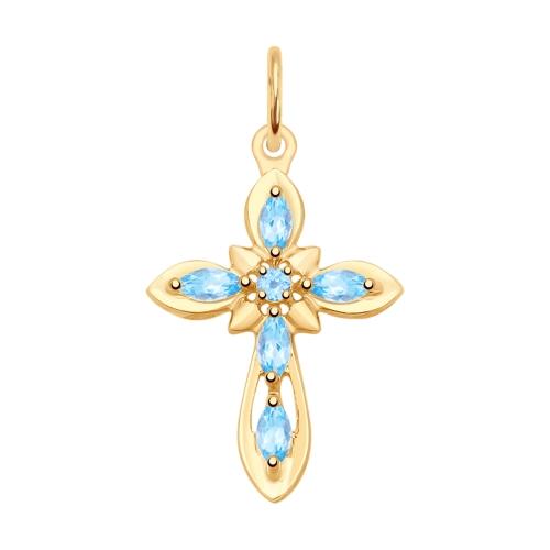 Золотой крест с топазом