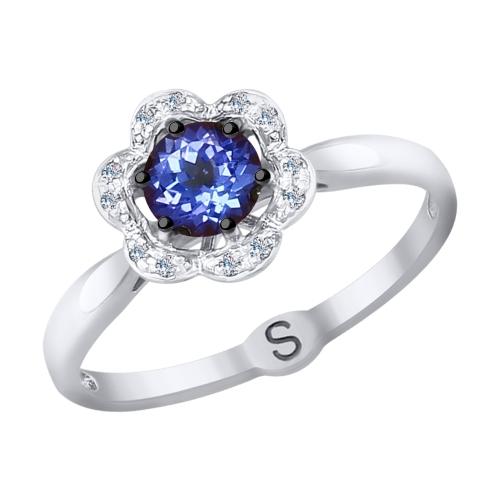 Золотое кольцо с&nbsp;танзанитом и&nbsp;бриллиантом