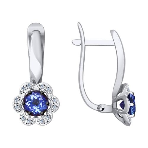 Золотые серьги с&nbsp;танзанитом и&nbsp;бриллиантом